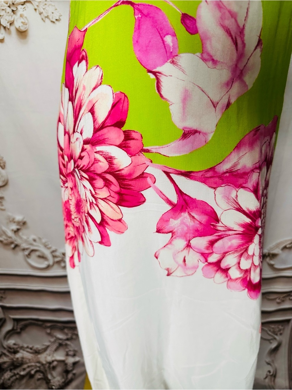 Alex Marie Lime Green Maxi Dress with Pink Straps - Picture 14 of 15